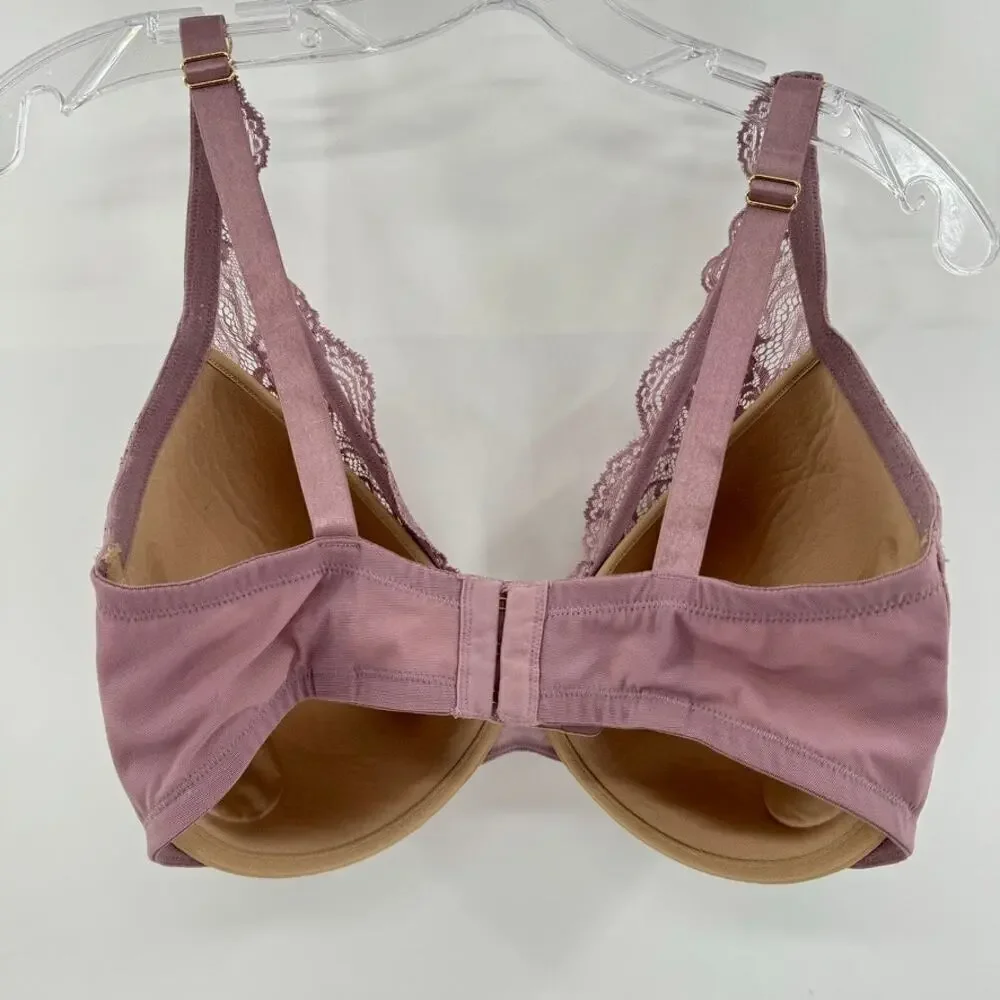 Thirdlove 24/7 Lace Contour Plunge Bra Sz 36G Purple Tan